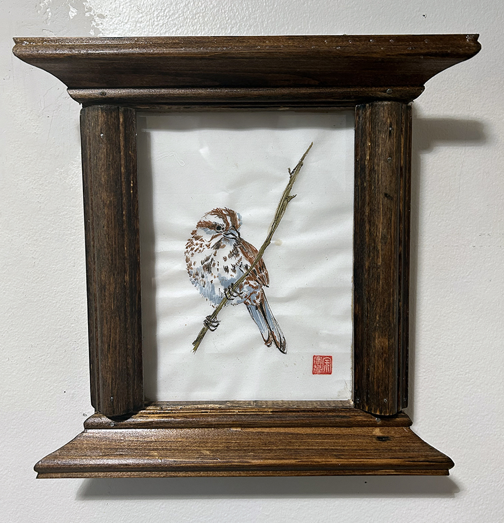 Brown Sparrow in a Chinesey Frame 1 Brown Sparrow in a Chinesey Frame