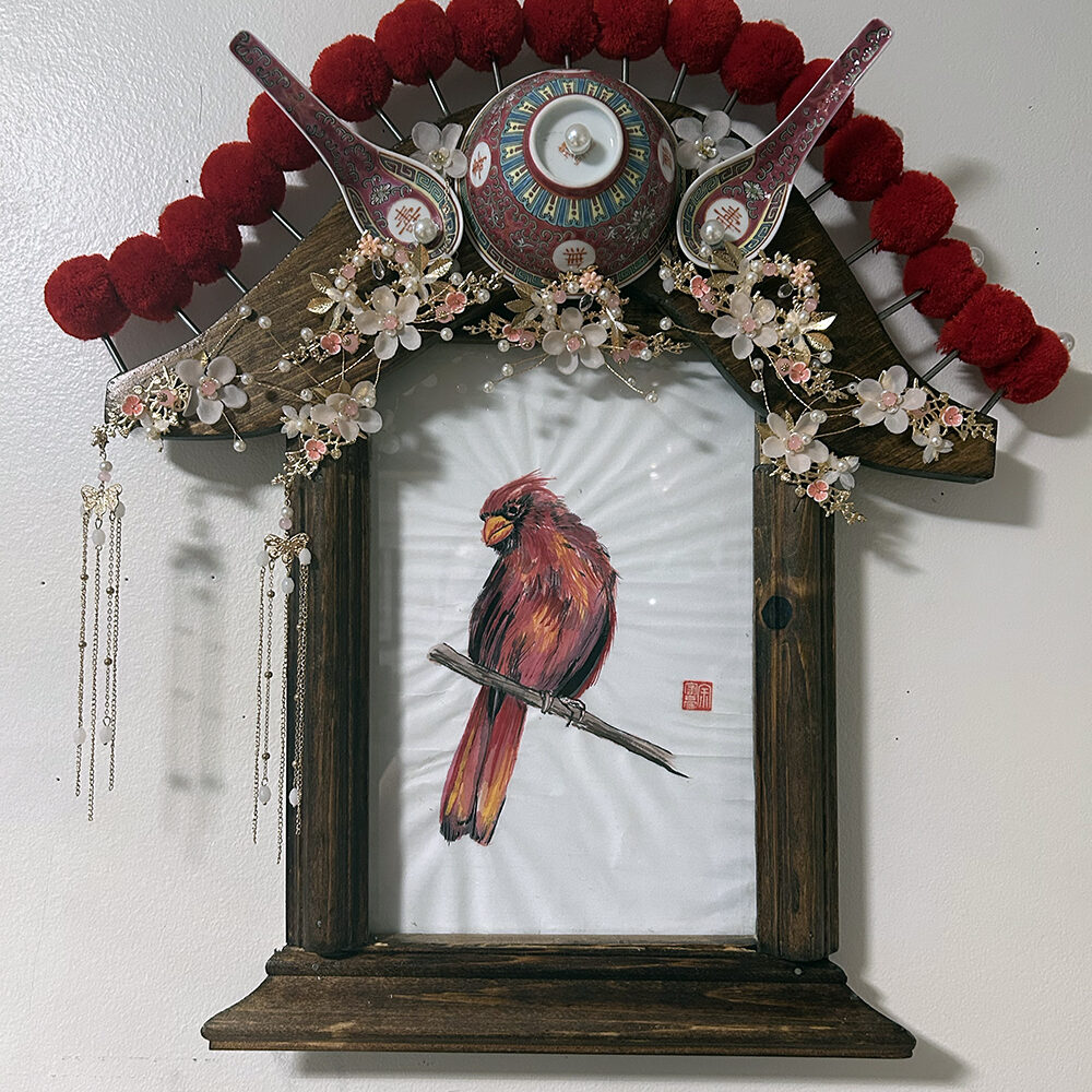Red Cardinal Dressed as Chinese Opera