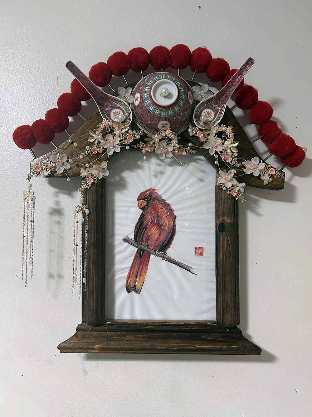 Red Cardinal Dressed as Chinese Opera 1 Red Cardinal Dressed as Chinese Opera